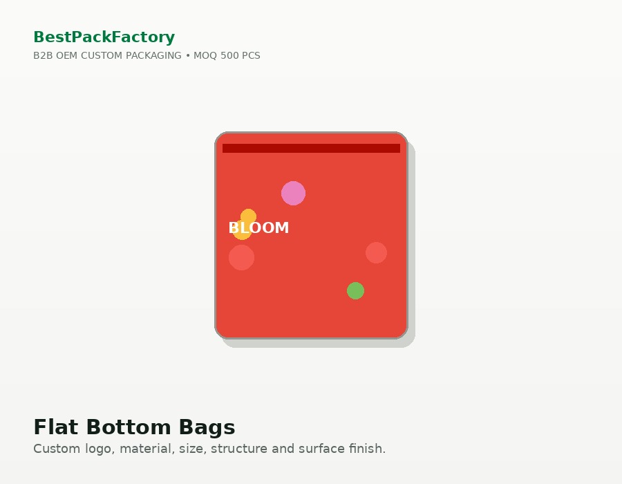 Flat Bottom Bags manufacturer MOQ 500 PCS